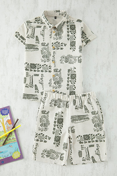 TRENDYOLKIDS Béžová hladká spodní-horní sada TKDSS25AU00055