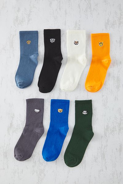 Trendyol Collection 7er-Pack Unisex – mehrfarbige College-/Mittel-/Tennissocken mit Tiermotiv-Stickerei TMNSS25CO00007