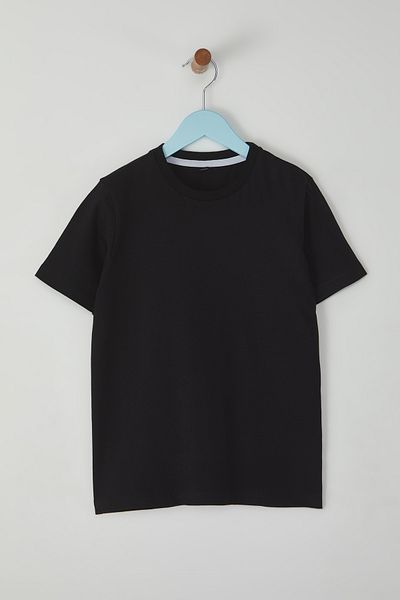 TRENDYOLKIDS Unisex Μαύρο Basic TKDSS25TS00006 Πλεκτό T-Shirt