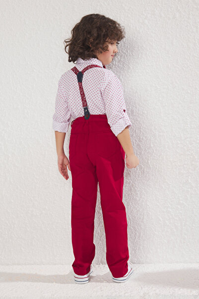 TRENDYOLKIDS Fiú ing és nadrág szett - Csokornyakkendő pöttyös, szíj TKDSS24AU00025