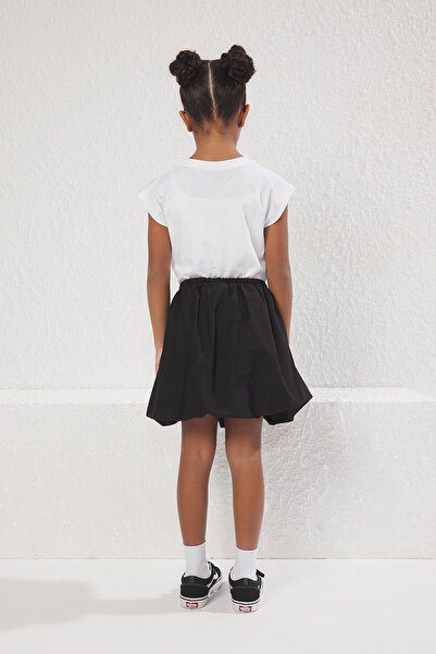 TRENDYOLKIDS Fekete lány gyerek mini szőtt ballon szoknya TKDSS25ET00002