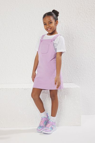 TRENDYOLKIDS Lilac Mini Strap Pletené šaty Tkdss25El00045