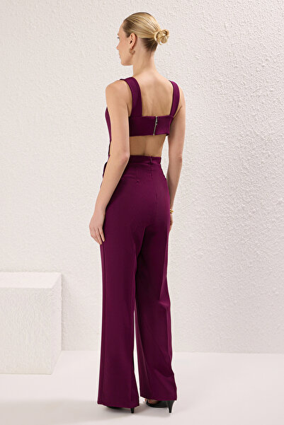 Trendyol Collection Plum Wide Leg Back Detail Long Woven Jumpsuit Twoss25Tu00019