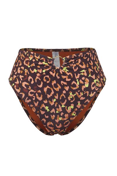 Trendyol Collection Leopard Print High Waist Regular Bikini Bottom with Accessories Tbess25Ba00033
