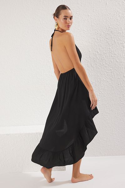 Trendyol Collection Μαύρο Μίνι Υφαντό Φόρεμα Παραλίας TBESS25EL00094