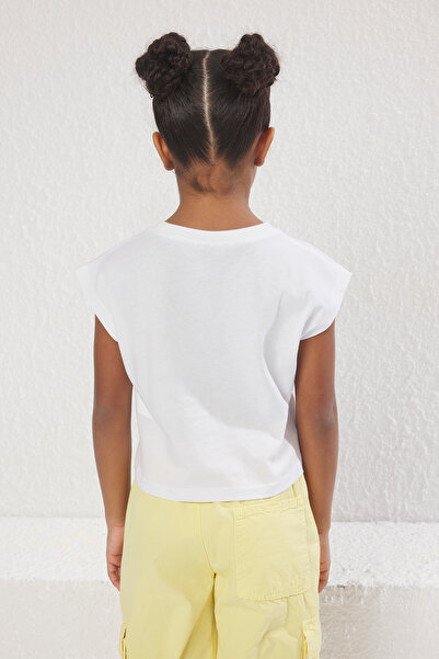 TRENDYOLKIDS Ασπρόμαυρο πλεκτό μπλουζάκι για κορίτσια 2 συσκευασιών TKDSS25TS00015