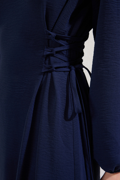 Trendyol Modest Sötétkék bíró gallér Beli Britli Aerobin szőtt ruha TCTSS25EB00082