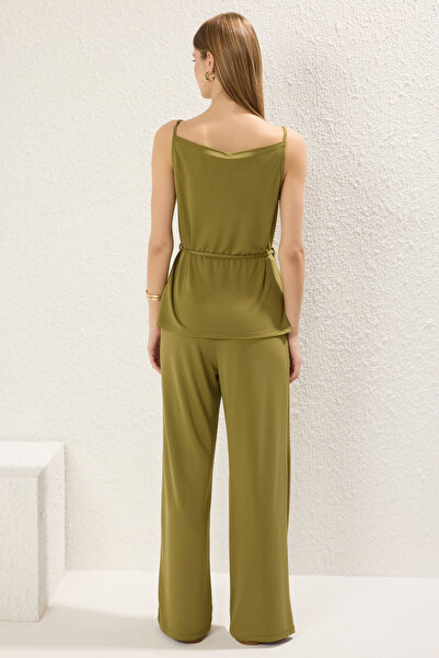 Trendyol Collection Oil Green Square Collar Detailed Wide Leg Set - Twoss25Au00023