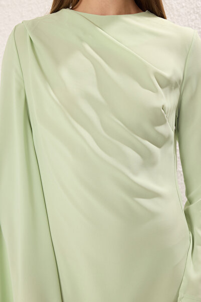 Trendyol Modest Světle zelená šála detailní večerní šaty TCTSS24DB00036