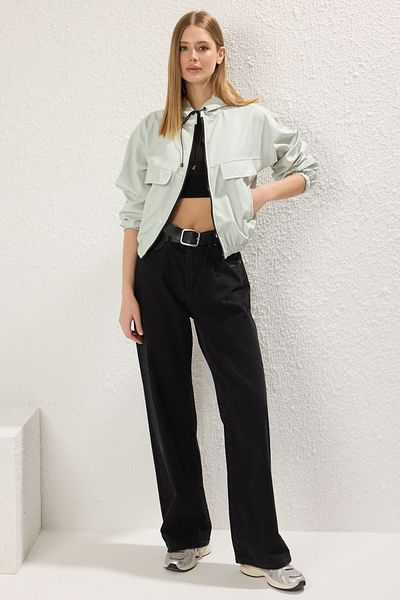 Trendyol Collection Mintfarbener, entspannter Regenmantel und Windjacke