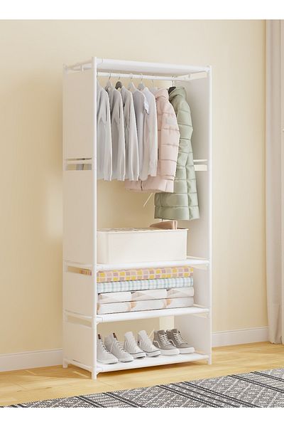 ALMUFARREJ Stylish and durable white clothes hanger and organizer with shelves