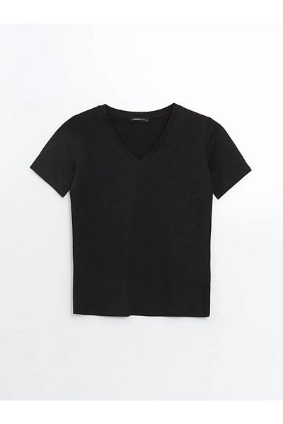 LC Waikiki Tricou pentru femei Lcwaikiki Classic cu decolteu în V texturat (S5)