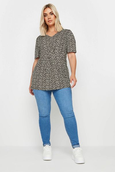 Stil Diva Μπλούζα με λαιμόκοψη V - ασύμμετρη κοπή Lycra Plus Size 303372