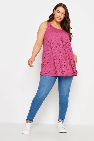 Stil Diva Plus Size Lace Detailed Crew Neck Tank Top - Unlined 302400