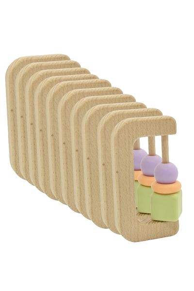 LUQU BABY Silicone + Wood Teether- Saw-Pack of 10