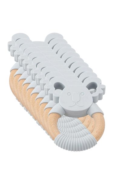 LUQU BABY Silicone + Wood Teether- Head-Pack of 10