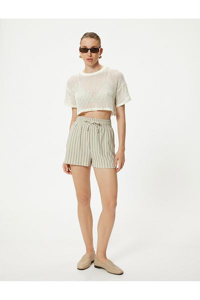 Koton High Waist Mini Shorts - Tie-Up Waist Design