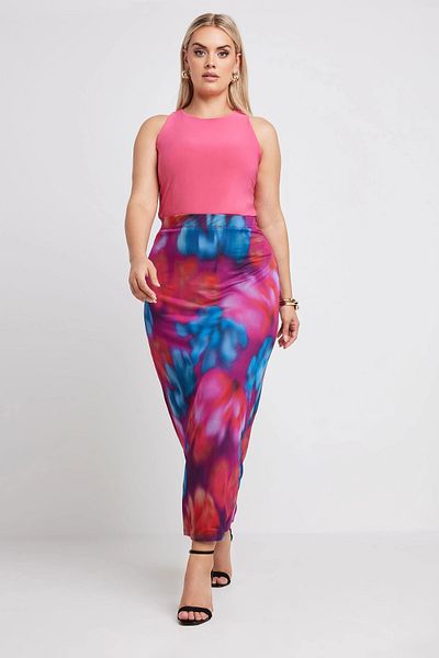 Stil Diva PaTTerned lined large Size Tulle SkirT - ElasTic WaisT 160297