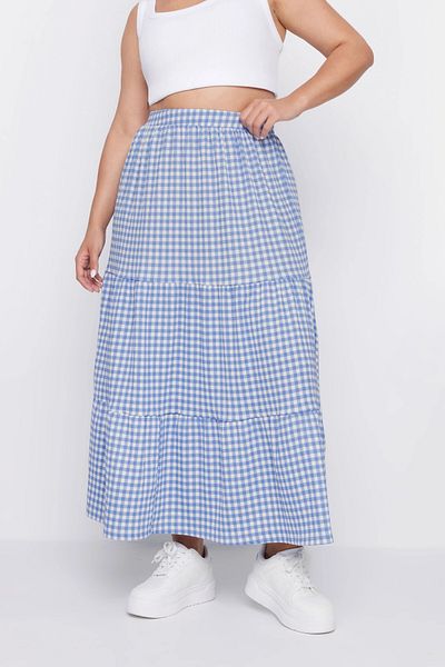 Stil Diva Patterned Layered Skirt, Plus Size, Elastic Waist,160319
