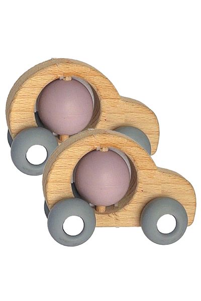 LUQU BABY Silicone + Wood Teether- Car-Pack of 2