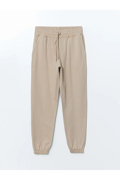 LC Waikiki Γυναικείο αθλητικό παντελόνι LCW ECO Beige με ελαστική μέση