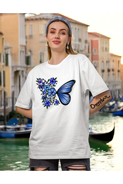 oneagılyazı Dizajn leptira Štampano Žene Oversize kroj T-shirt