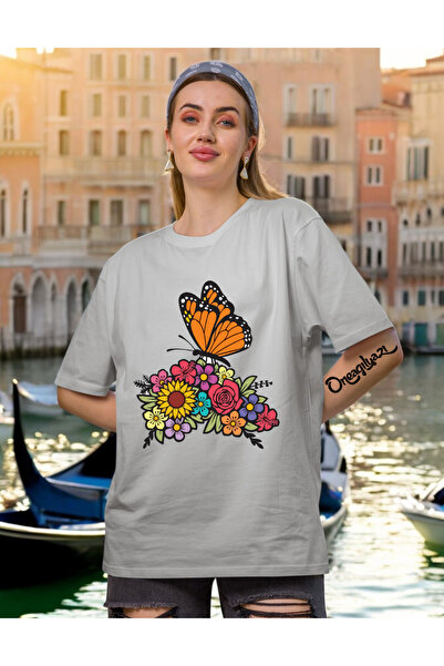 oneagılyazı Detalj leptira Štampano Žene Oversize kroj T-shirt
