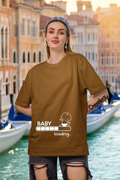 oneagılyazı Baby Loading Printed Women's Oversize T-Shirt