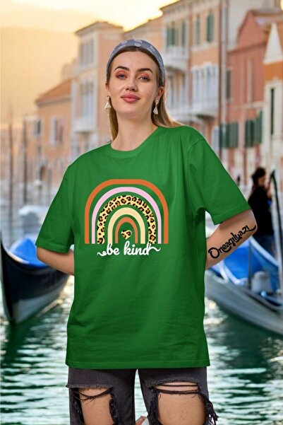 oneagılyazı Be Kind Printed Women's Oversize T-Shirt
