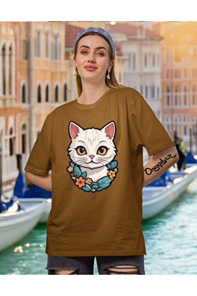 oneagılyazı Cute Kitten Printed Women's Oversize T-Shirt
