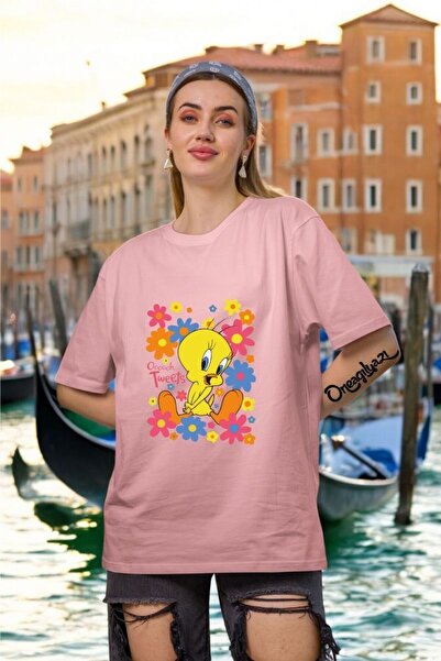 H&GHAMLEGİYİM Tweety Printed Women's Oversize T-Shirt