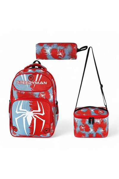 Baginn Geantă pentru școală primară Set de 3 cutie de prânz cu termos Suport stilou 42*30 cm Geantă primară pentru bărbați
