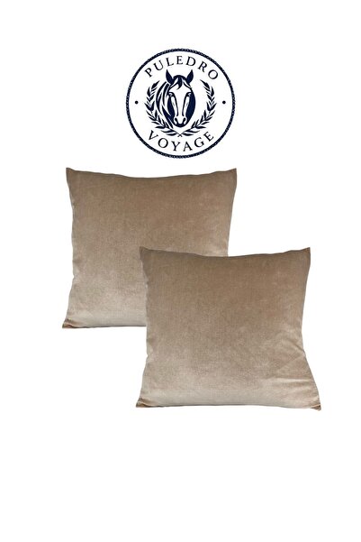 Puledro مجموعة من 2 غطاء وسادة مربع مزخرف مخملي ناعم مقاس 45 × 45 سم