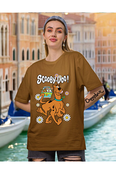 oneagılyazı تي شيرت نسائي كبير الحجم مطبوع عليه سكوبي دو