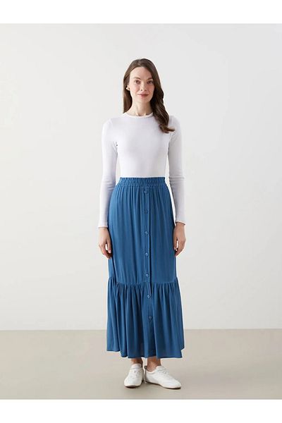 LC Waikiki Fusta de damă LCW Grace Blue cu talie elastică