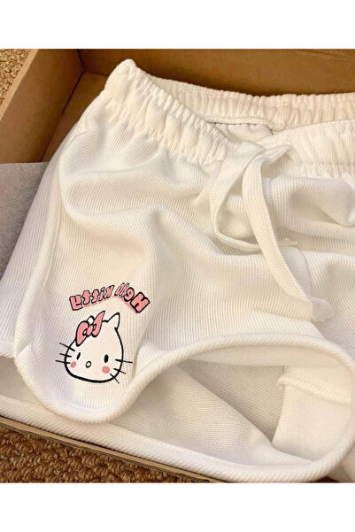 Gofeel Beyaz Hello Kitty Bluz Şort Alt Üst Takım