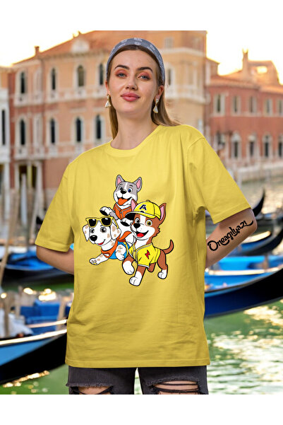 oneagılyazı Tricou oversize pentru femei cu imprimeu câine drăguț