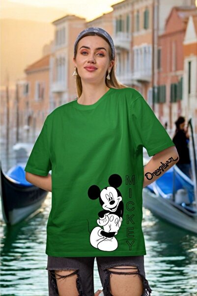 oneagılyazı تي شيرت نسائي كبير الحجم مطبوع عليه ميكي