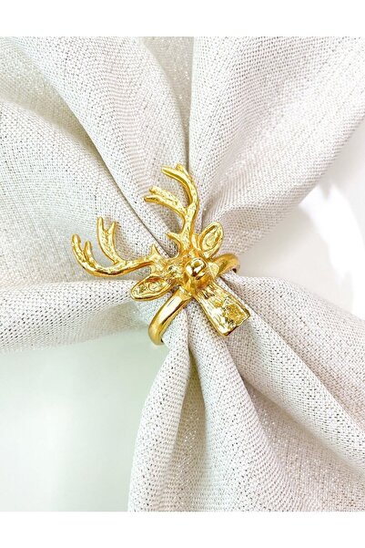 MIARIK DESIGN & DEKORASYON Döküm 6’lı Geyik Peçete Halkası Peçete Yüzüğü Gold