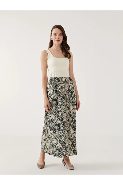 LC Waikiki Fusta de damă LCW Grace bej cu model cu talie elastică