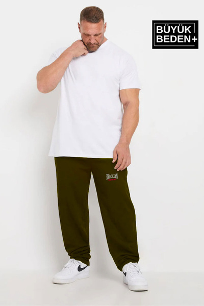 Superlife Ανδρικό μεγάλο μέγεθος Buyuk Brooklyn εμπριμέ λεπτό αθλητικό παντελόνι SPR25BEA50