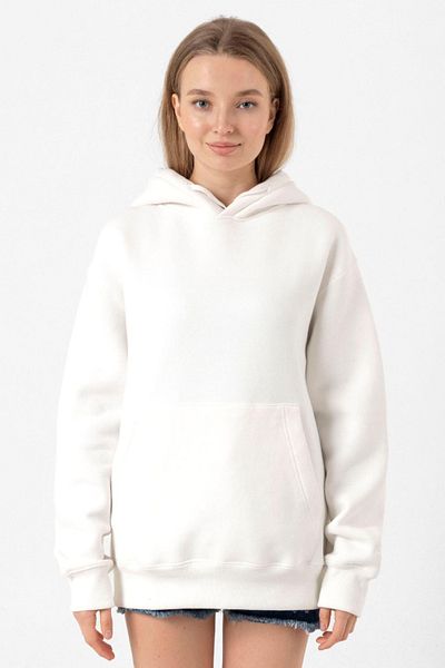 Tshirthane White Women's Kangaroo Pocket Basic Hooded Sweatshirt