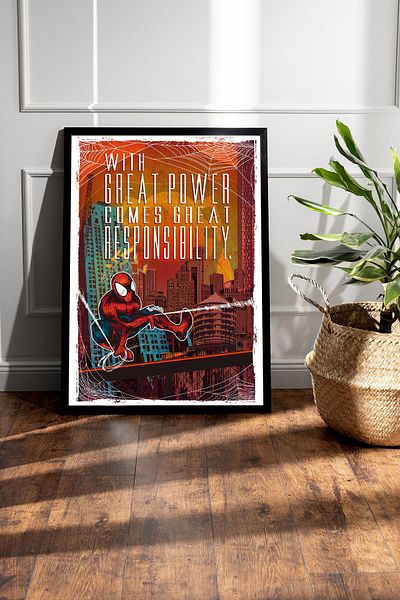 Saturn Spider Man Framed Painting - Spiderman Fim Poster Painting