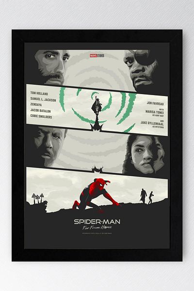 Saturn Spider Man Far from Home Framed Painting - Spiderman Fim Poster Painting