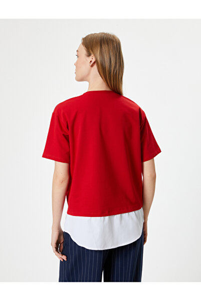 Koton Тениска с кръгло деколте с лозунг и щампован плат