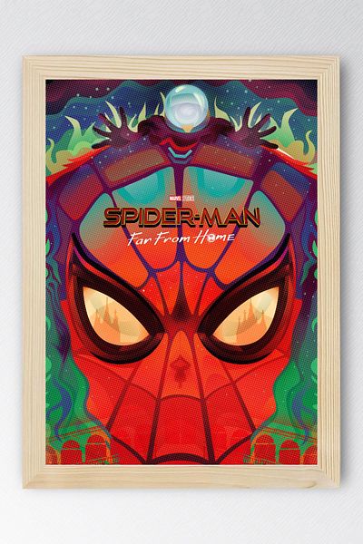 Saturn Spider Man Framed Painting - Spiderman Far from Home Fim Poster Painting