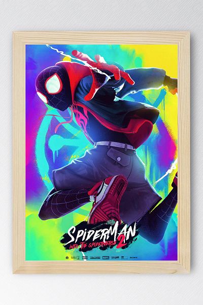 Saturn Spider Man Framed Painting - Spider Man in the Spider Universe Fim Poster Painting