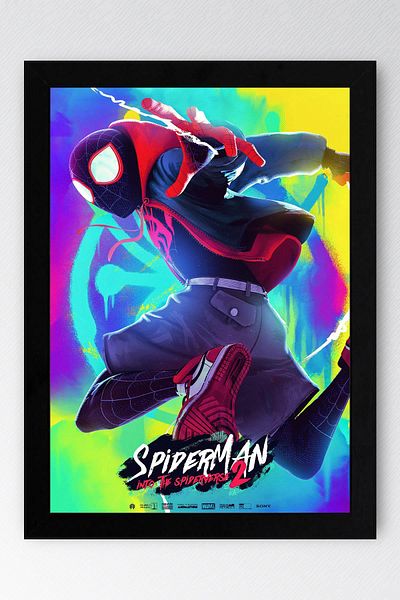 Saturn Spider Man Framed Painting - Spider Man in the Spider Universe Fim Poster Painting