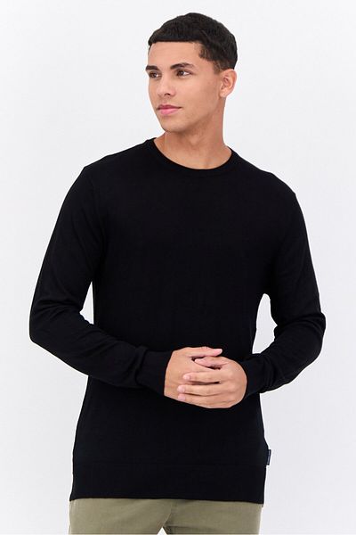 French Connection Men Crew Neck Knitted Sweater, Black