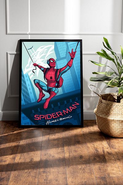 Saturn Spider Man Framed Painting - Spiderman Fim Poster Painting